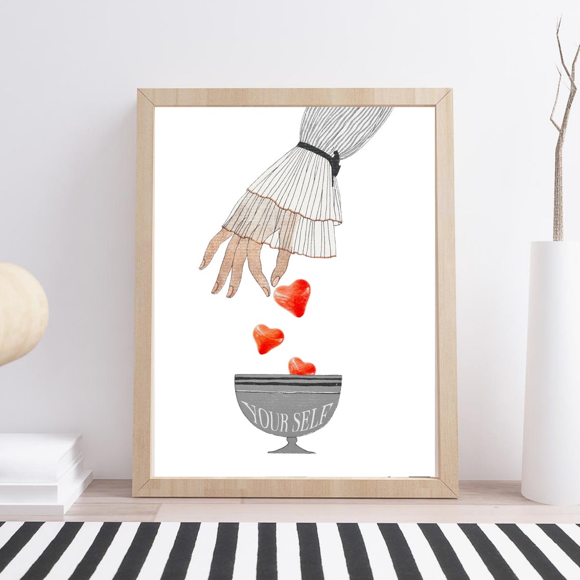 Self Love Hearts in Your Self Goblet Hand Illustration Art Poster