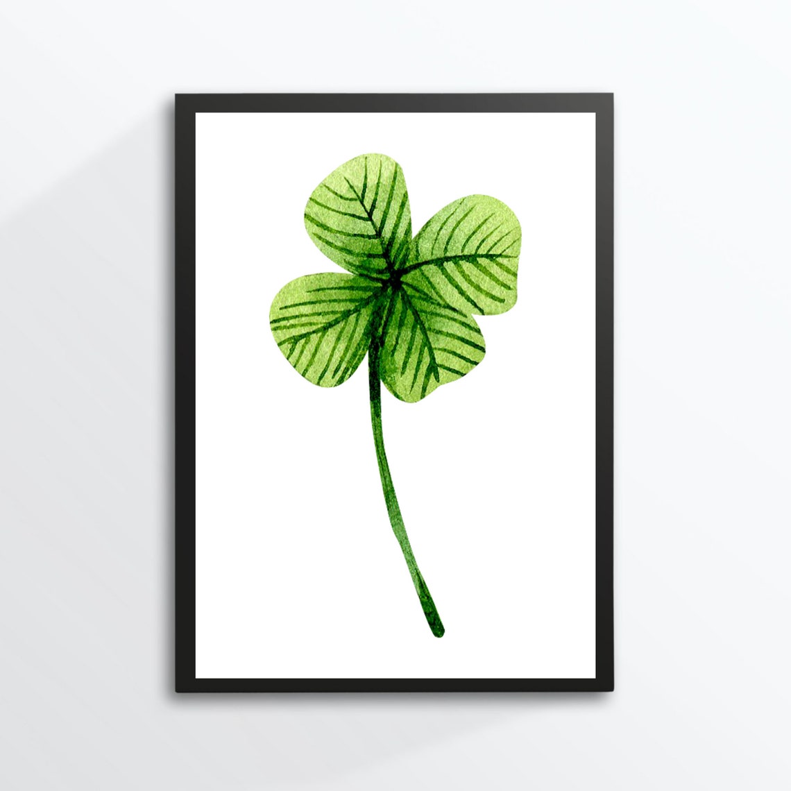 Four Leaf Clover Green Watercolor Lucky Charm Botanical Gift Poster