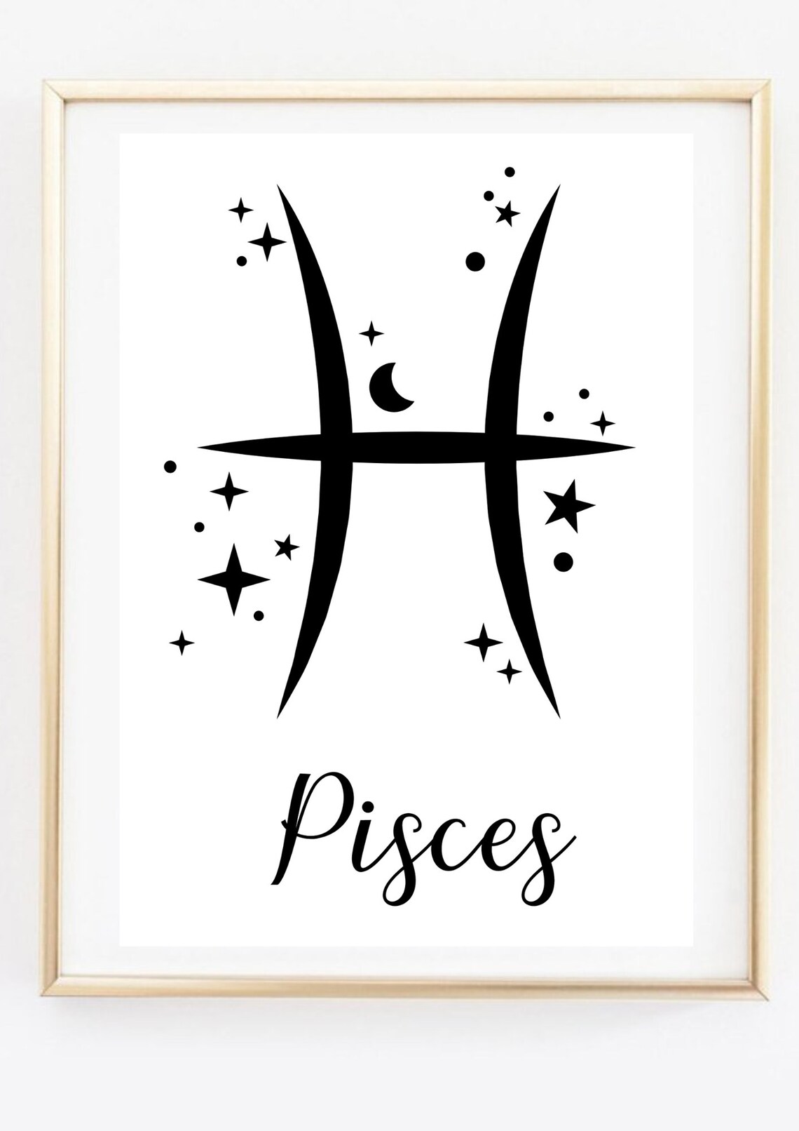 Pisces Zodiac Symbol Starry Script Celestial Astrology Wall Decor Poster - Image 3