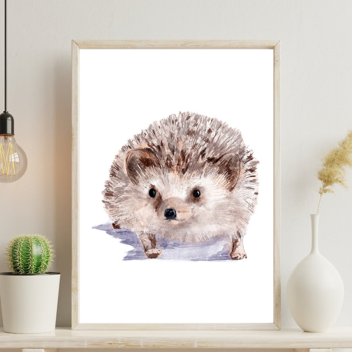 Cute Hedgehog Watercolor Front View Baby Animal Woodland Poster - Image 2