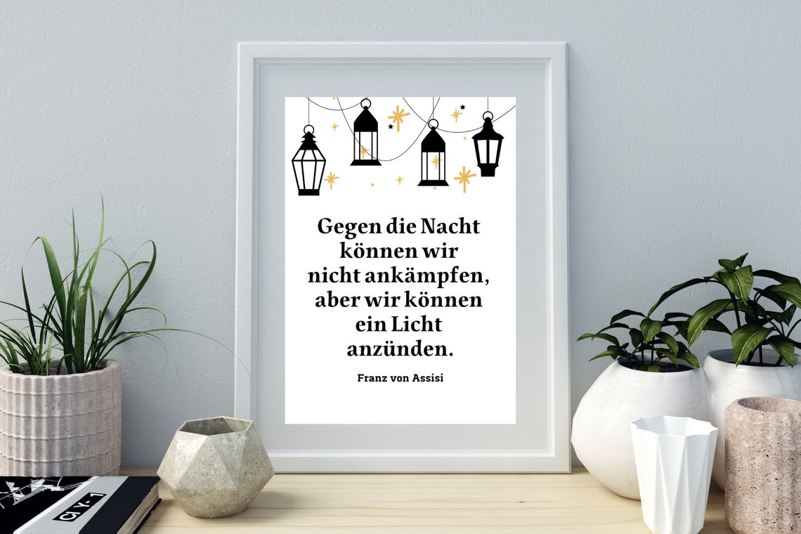 Francis of Assisi Light a Lamp Quote Lanterns Typography Poster - Image 3
