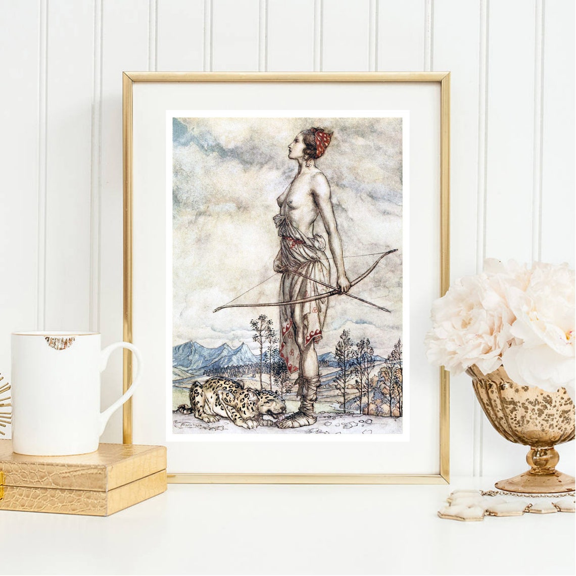 Arthur Rackham Diana Huntress Vintage Mythology Illustration Print