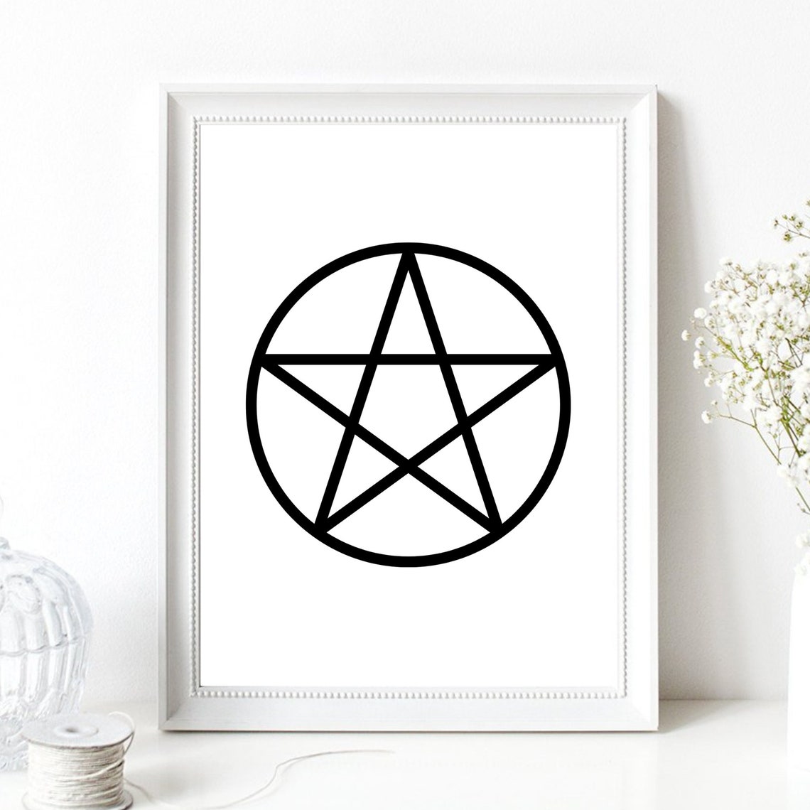 Pentagram Five Pointed Star Circle Occult Gothic Minimalist Art Poster - Image 2