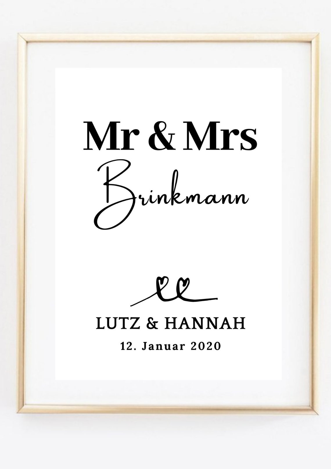 Mr and Mrs Personalized Wedding Couple Name Date Wall Art Print - Image 3