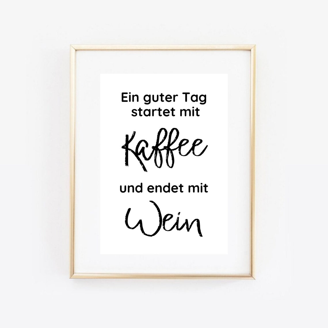 Coffee and Wine German Kitchen Saying Typography Poster Print Wall Art - Image 3