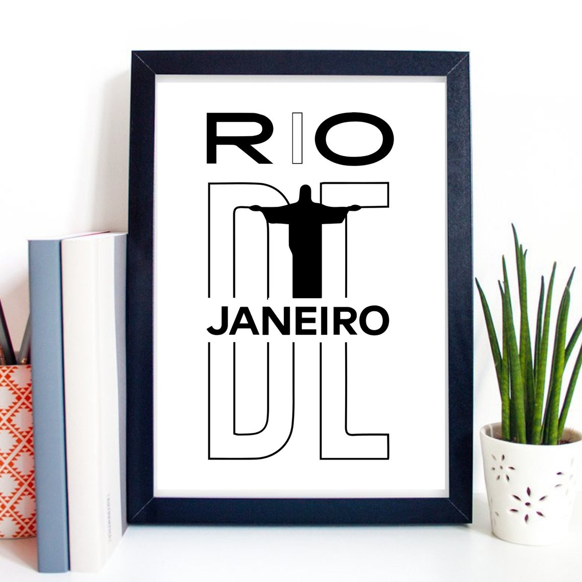 Rio De Janeiro Brazil Typography Poster Christ The Redeemer Travel Art - Image 2
