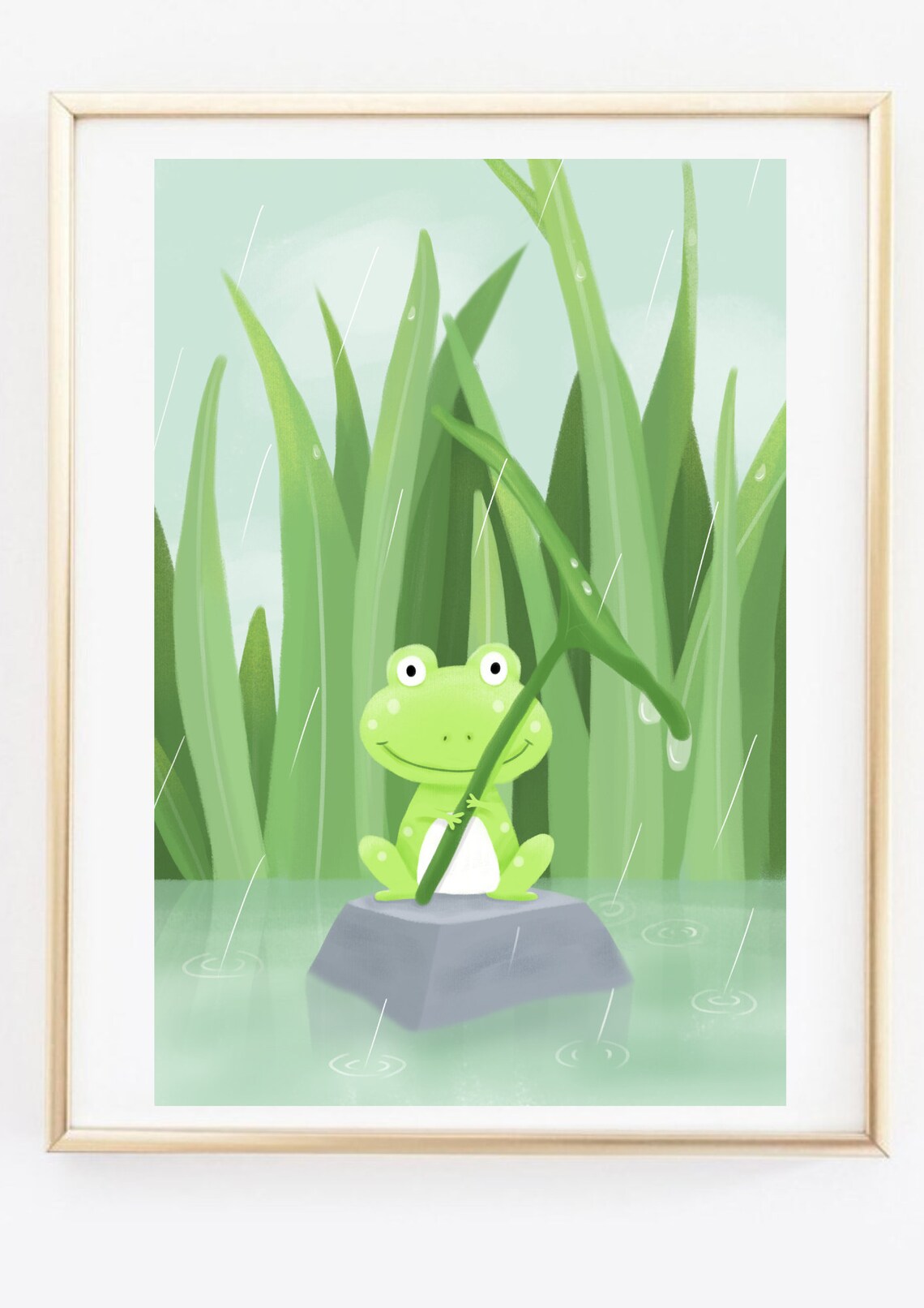 Sweet Frog In The Rain Comic Illustration - Image 2