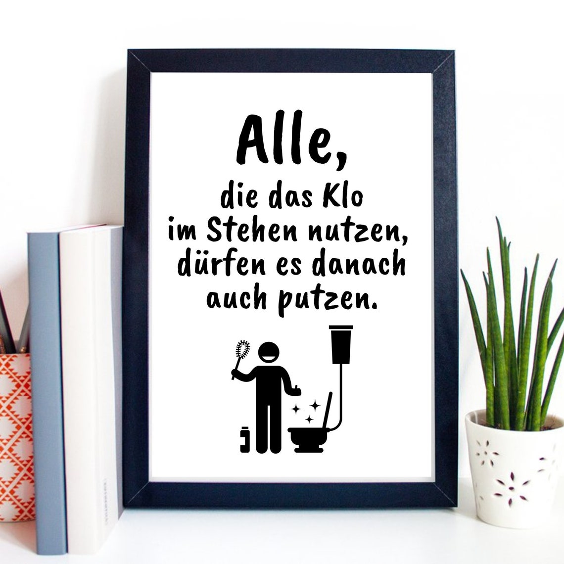Funny German Bathroom Toilet Cleaning Rule Quote Sign Wall Art Poster - Image 2