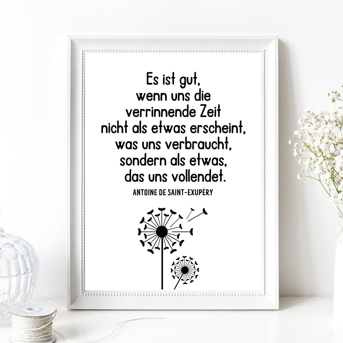 Saint Exupery Time Quote Dandelion Motivational Saying Typography Poster - Image 2