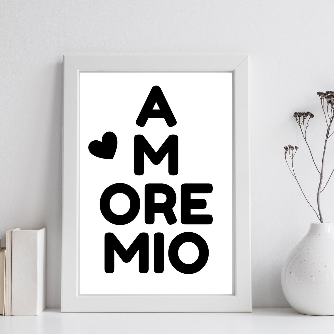 Amore Mio My Love Italian Typography Heart Minimalist Wall Art - Image 3