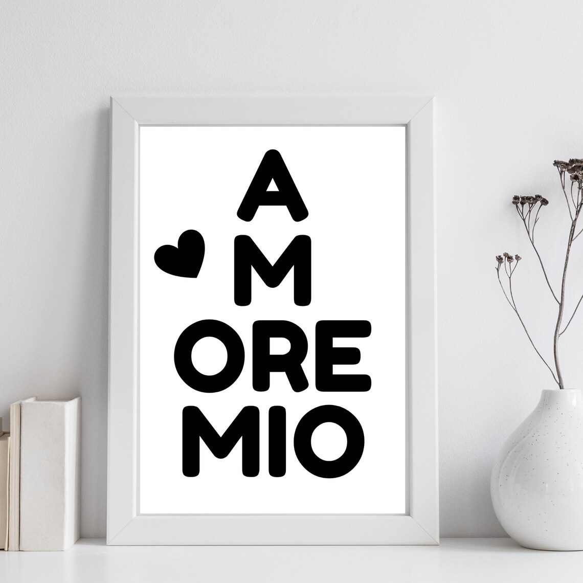 Din A4 Art Print Without Frame Saying Amore Mio My Love My Treasure Typography Print Poster Image - Image 3