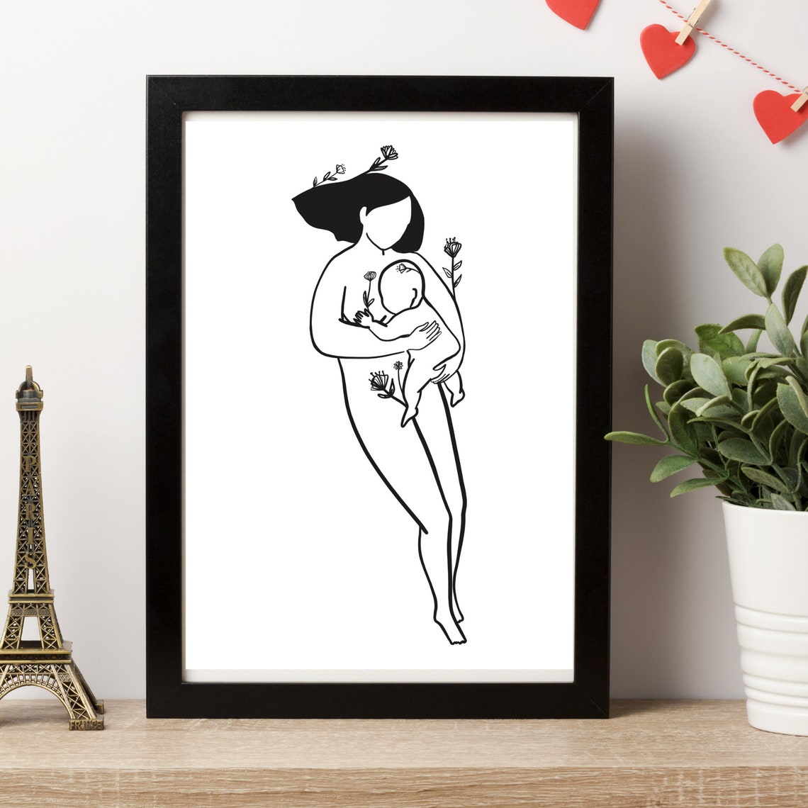 Din A4 Art Print Without Frame Reclining Mother With Baby Maternity Happiness Pregnancy Newborn Motherhood Motherly Love Midwife Poster - Image 3