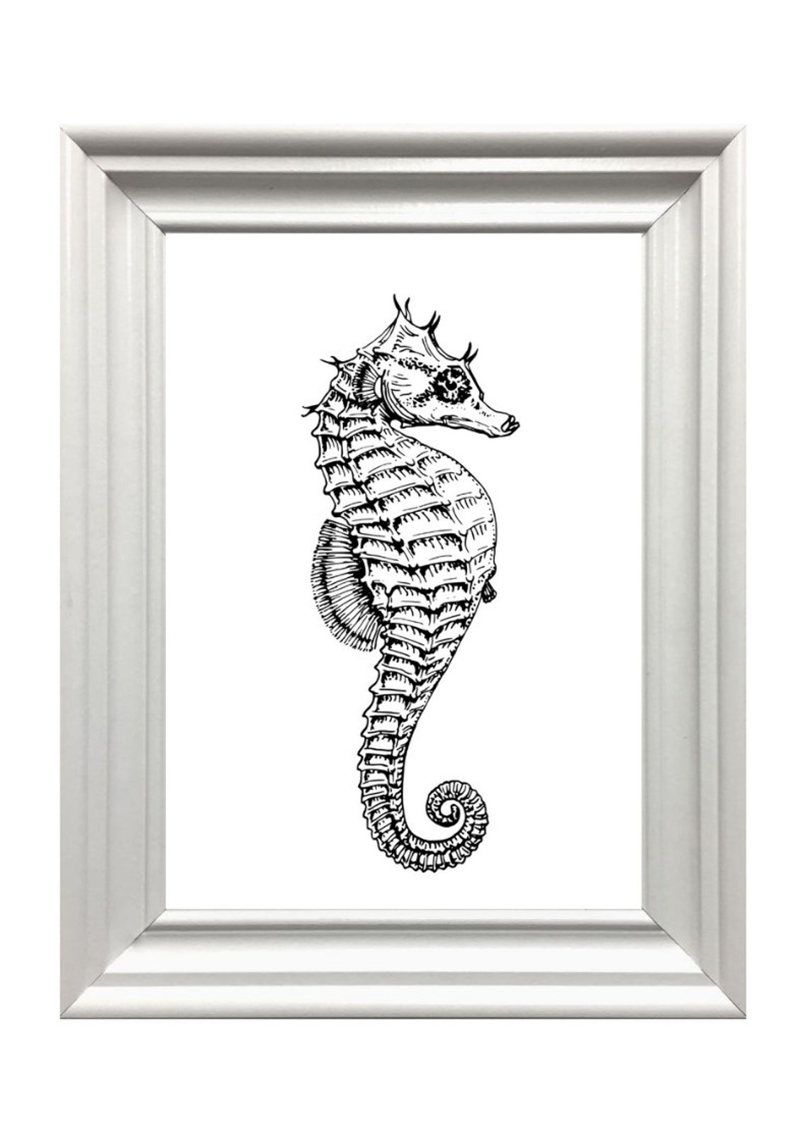Seahorse Vintage Engraving Illustration Poster Black White Sea Animal - Image 3
