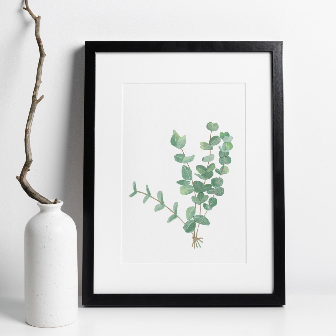 Eucalyptus Branches Sage Green Botanical Watercolor Minimal Print - Image 2