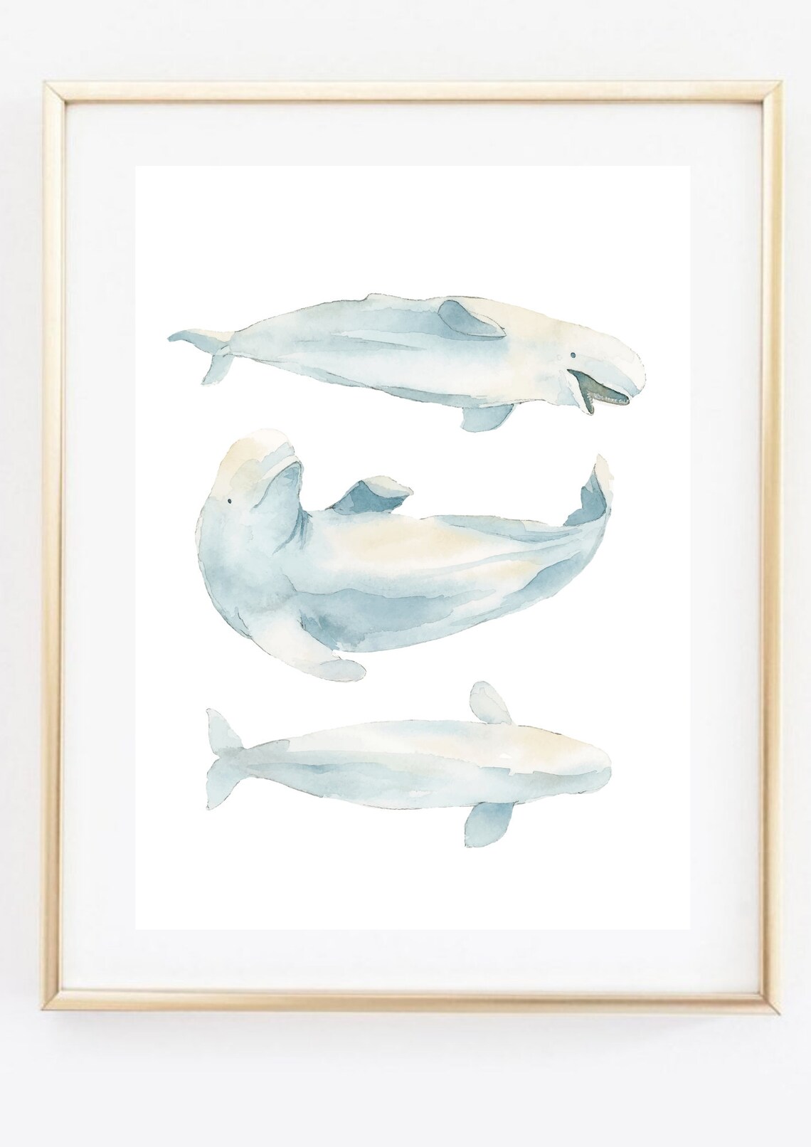 Din A4 Art Print Without Frame Whale Beluga White Whale Sea Bathroom Watercolor Maritime Poster Image - Image 2