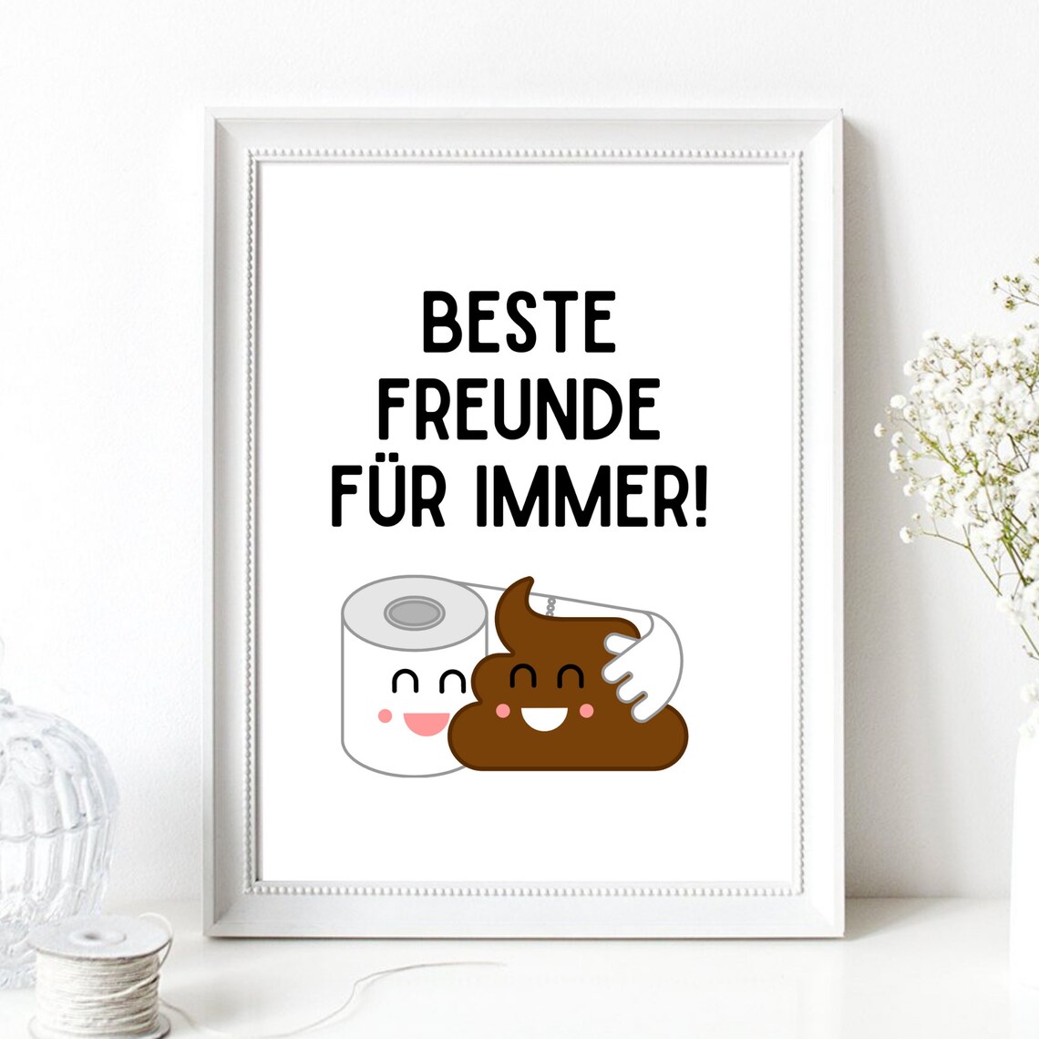 Funny Best Friends Forever Toilet Paper Poop Cartoon Humor Poster - Image 3