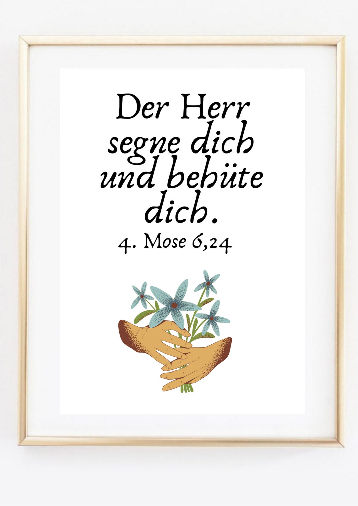 Bible Verse Blessing Mose 6 24 Hands Flowers Religious Poster - Image 5