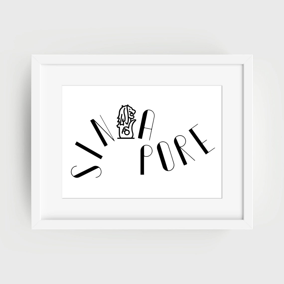 Singapore Merlion Arched Typography Iconic Travel City Poster - Image 3