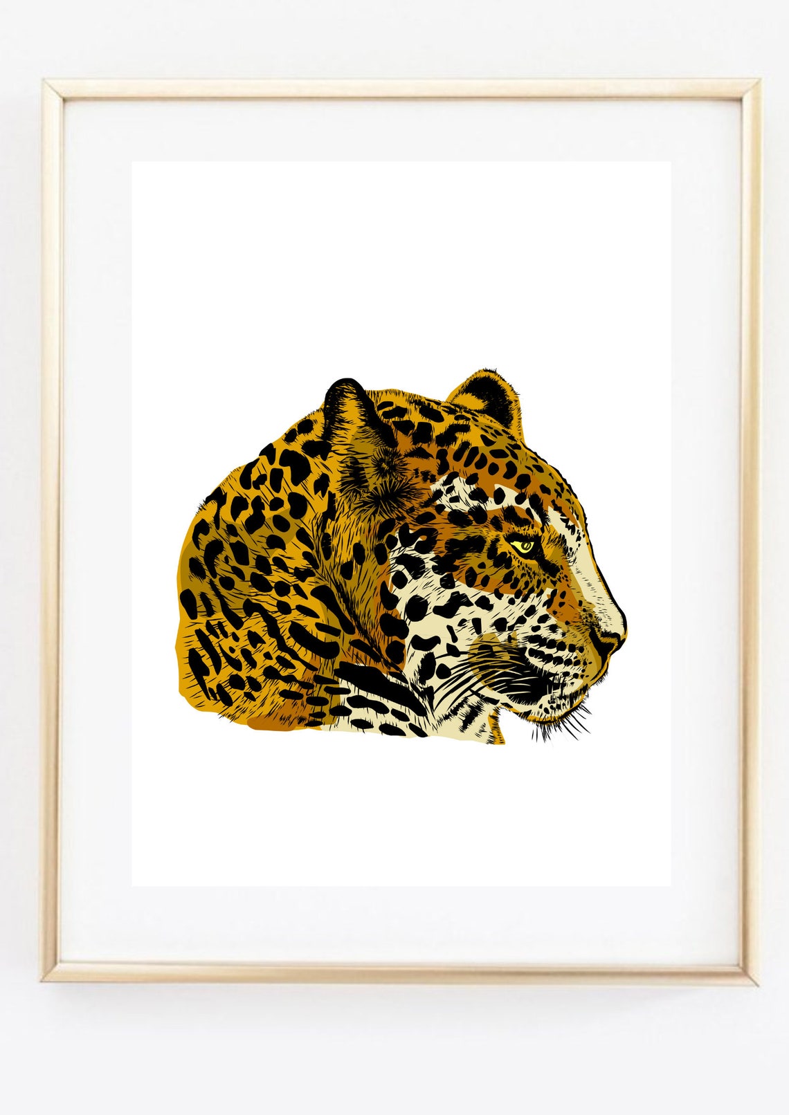 Leopard Head Graphic Art Orange Black Big Cat Wildlife Wall Art Poster - Image 2