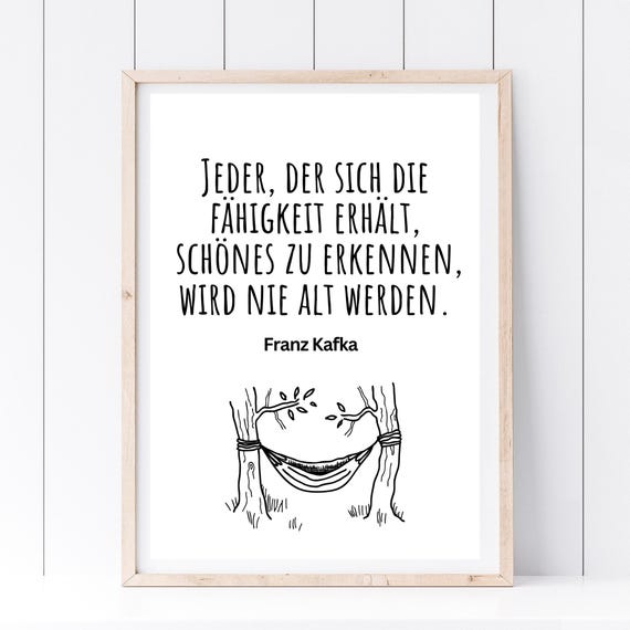 Din A4 Art Print Without Frame Quote Kafka Never Grow Old Colleague Farewell Retirement Pension Farewell Gift Poster Picture