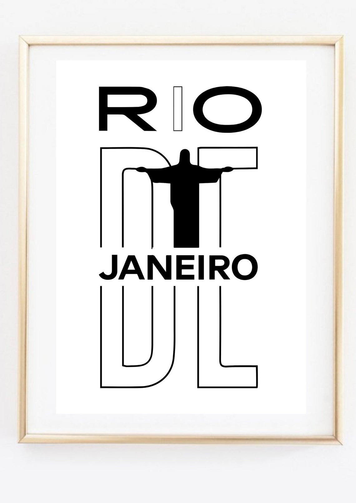 Rio De Janeiro Brazil Typography Poster Christ The Redeemer Travel Art - Image 3