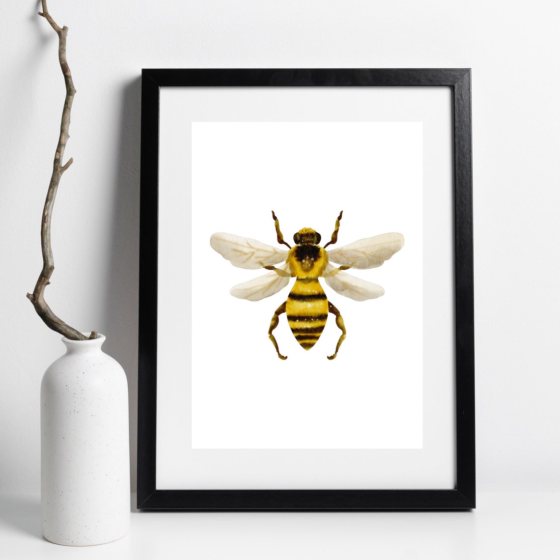 Din A4 Art Print Without Frame Bee Honey Bee Insect Nature Watercolor Picture Poster Print - Image 2