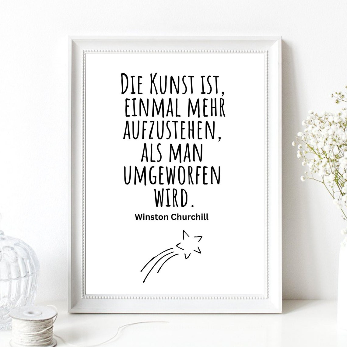 Winston Churchill Rise One More Time German Quote Motivational Poster - Image 3
