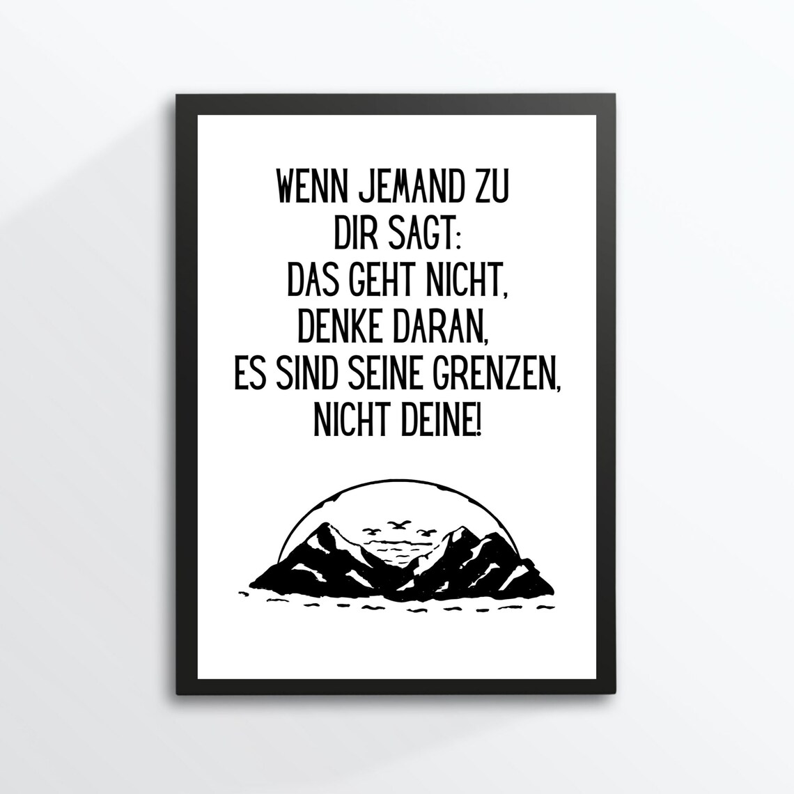 Overcome Boundaries Motivation Quote German Mountain Adventure Saying Poster