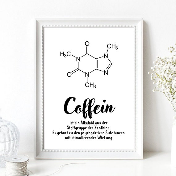 Din A4 Art Print Without Frame Caffeine Caffeine Molecule Definition Chemistry Coffee Coffee Love Coffee Gift Print Image
