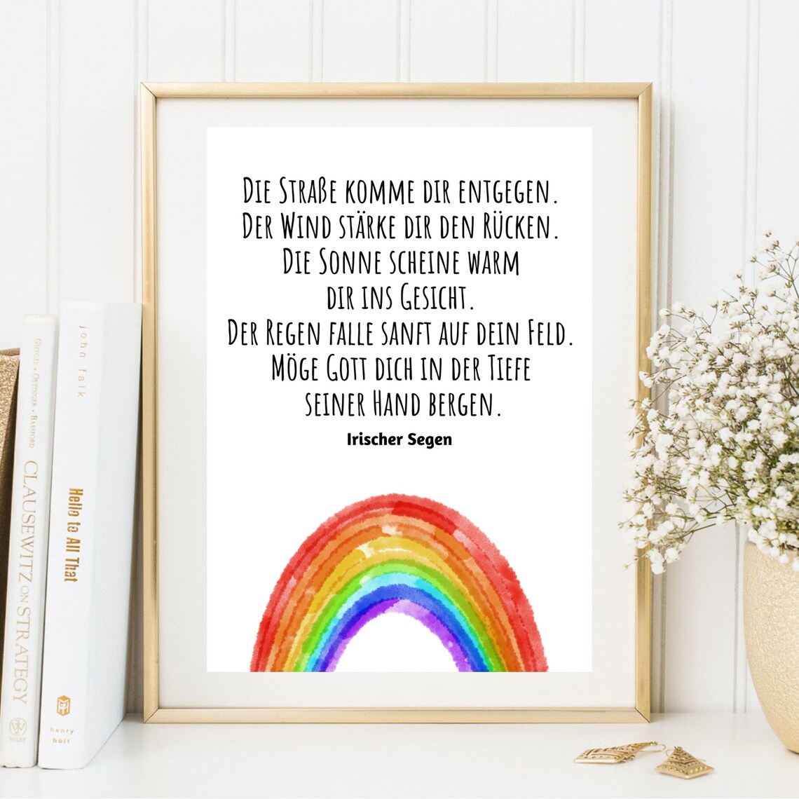 Irish Blessing German Rainbow Watercolor Faith Typography Poster - Image 2
