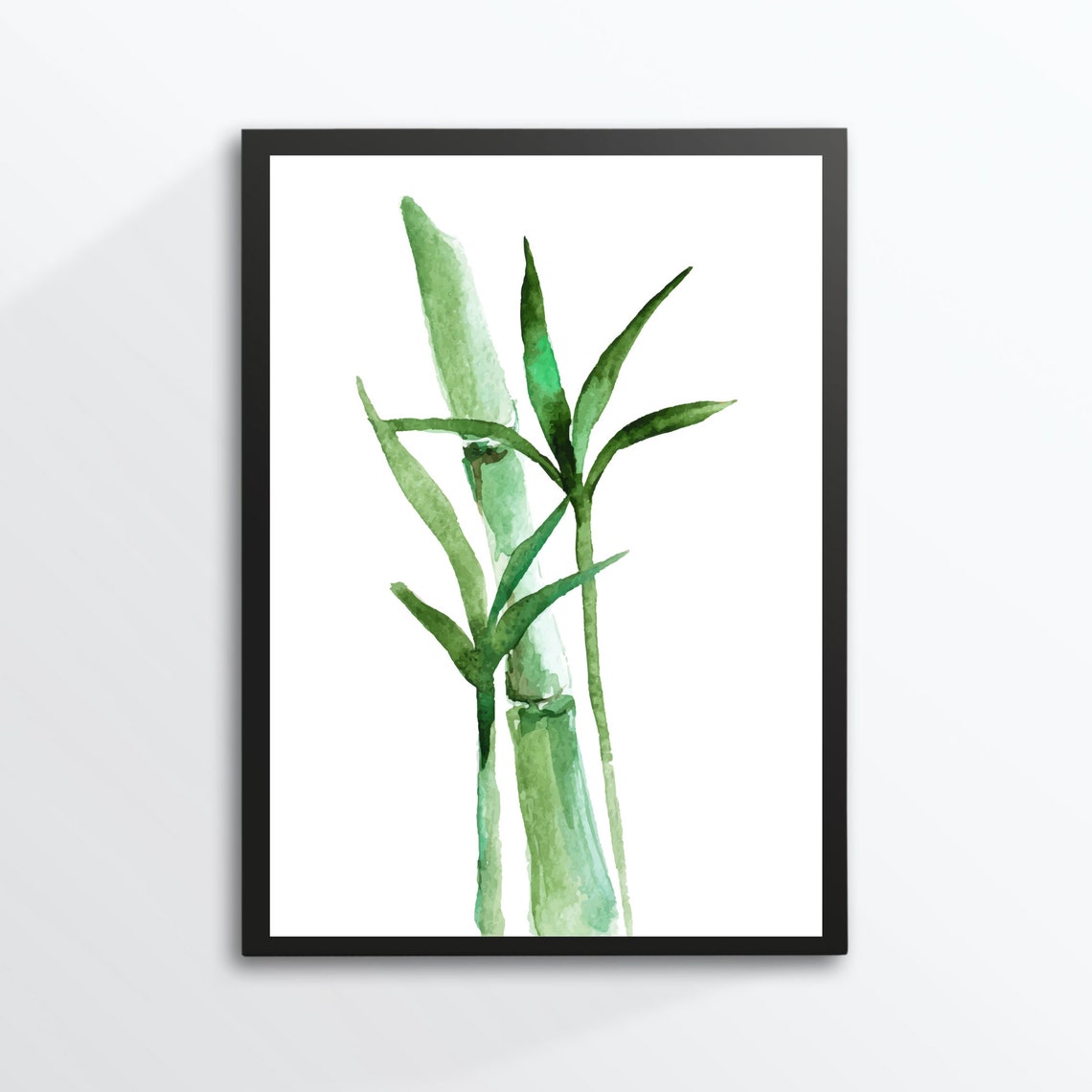 Din A4 Art Print Without Frame Bamboo Bamboo Shrub Plant Green Watercolor Print Poster Image
