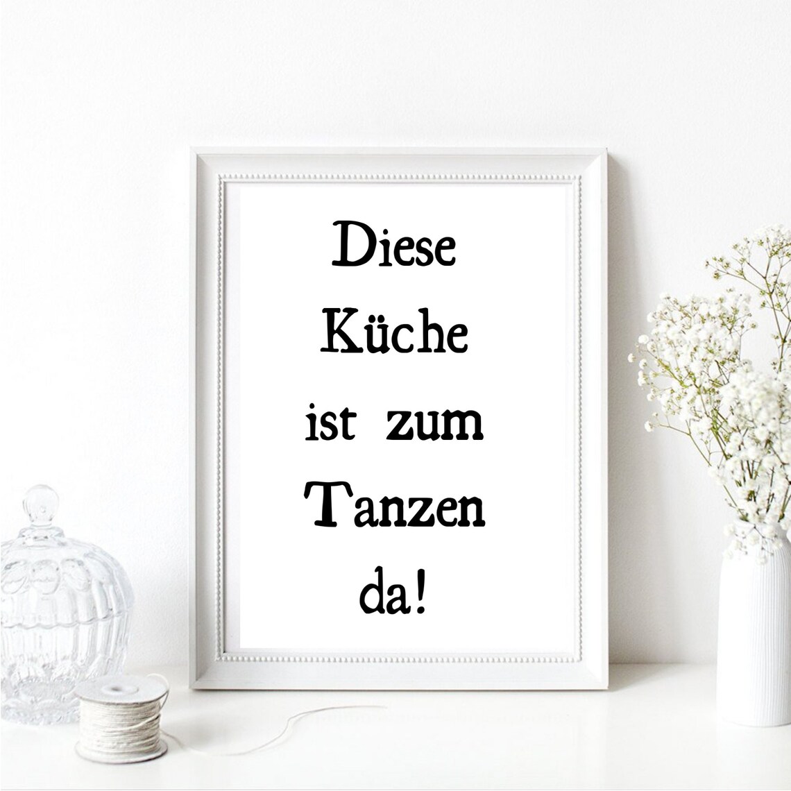 Kitchen Is For Dancing Funny German Kitchen Saying Typography Poster Print