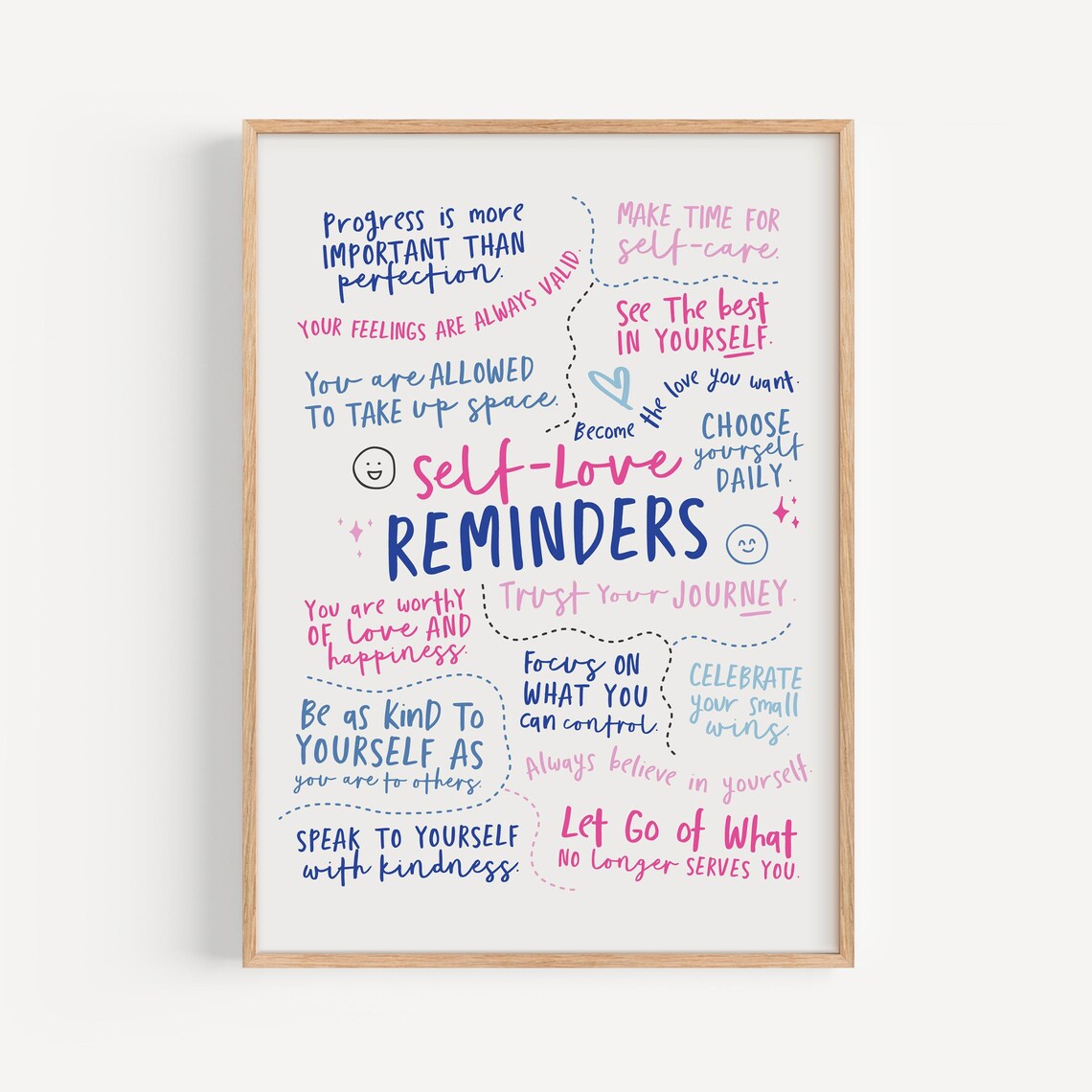 Self Love Reminders - Teen Girl Bedroom Art Print