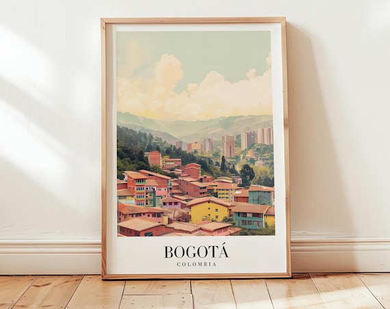 Bogota Travel Poster Colombia Wall Art Personalized Gift Birthday Wedding Anniversary Housewarming Present