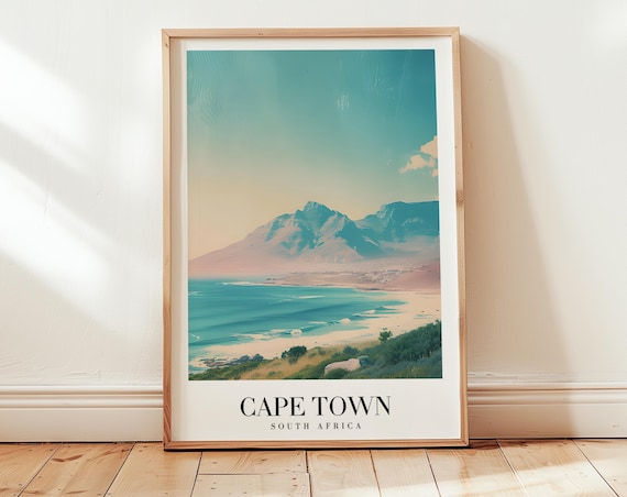 Cape Town South Africa Table Mountain Coast Serene Dreamy Coastal Travel Poster
