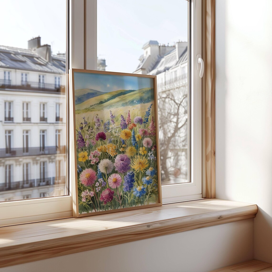Wildflower Meadow Landscape Watercolor Painting Botanical Art Poster - Image 2