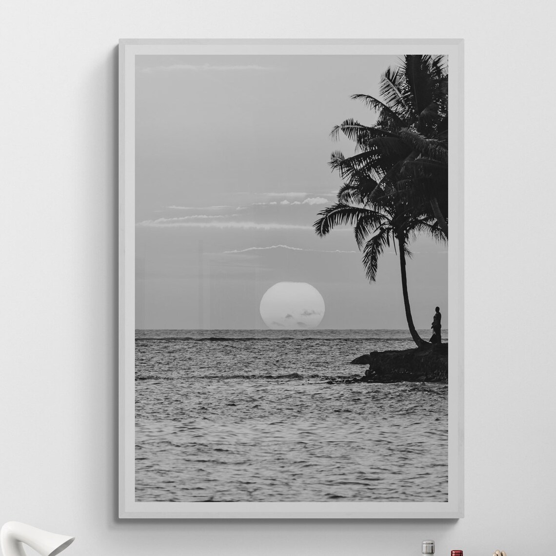 Ocean Palms Black And White Coastal Art Print