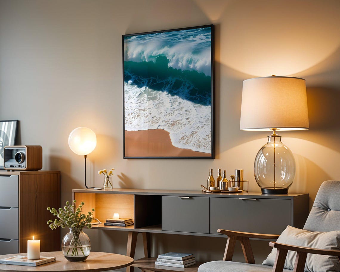 Turquoise Ocean Wave Breaking Over Golden Sandy Shore Poster - Image 5