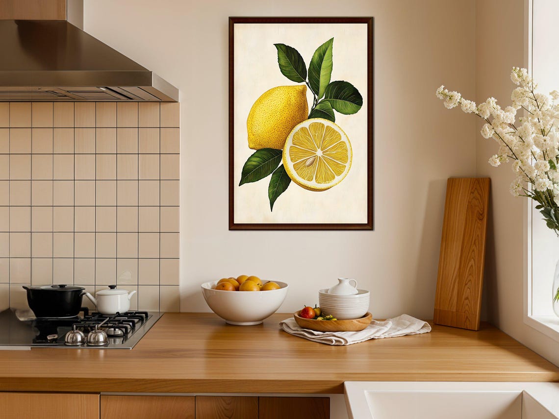 Vintage Lemon and Half Lemon Botanical Citrus Kitchen Poster - Image 4