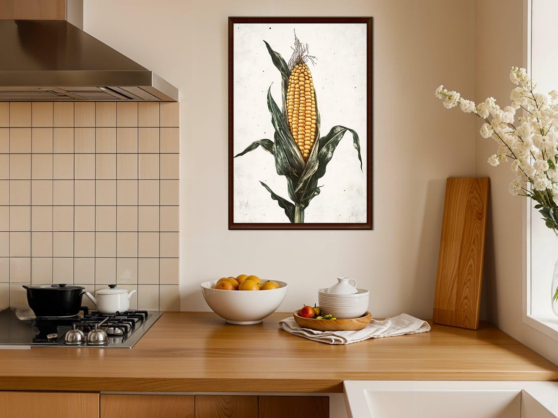Vintage Corn on the Cob Botanical Rustic Farmhouse Kitchen Poster - Image 4
