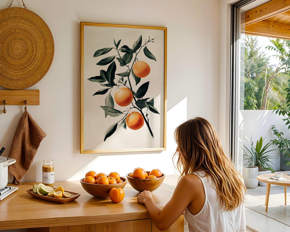Vintage Orange Tree Branch Botanical Citrus Kitchen Art Print - Image 5