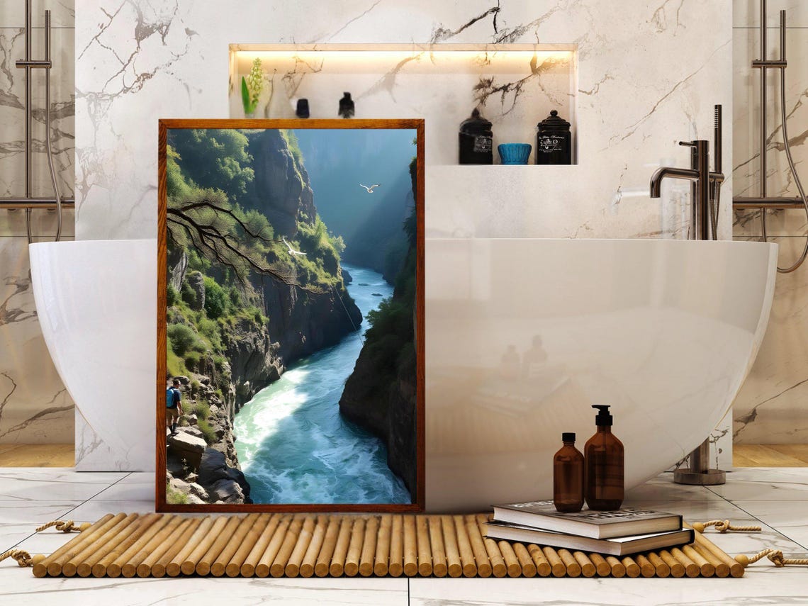 Turquoise River Flowing Through a Deep Green Canyon Gorge Poster - Image 4
