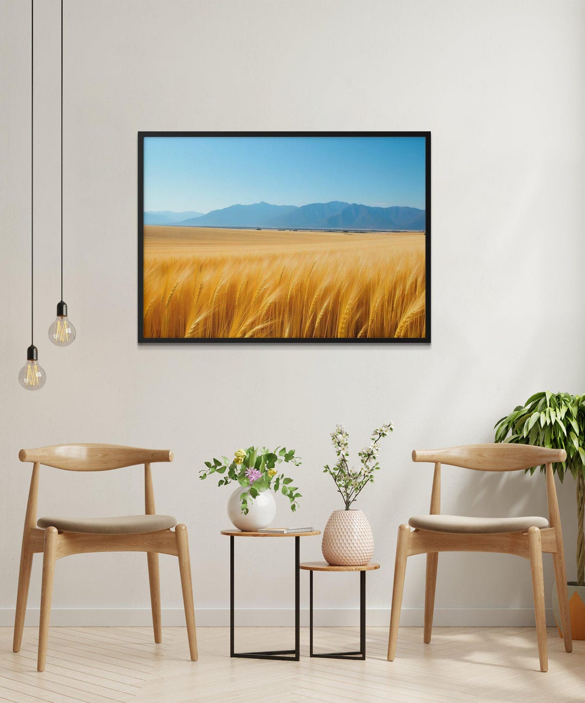 Golden Wheat Field Wall Art Blue Mountain Landscape Print Nature Photography Decor Rural Scenery Art For Home Country Living Gift - Image 2