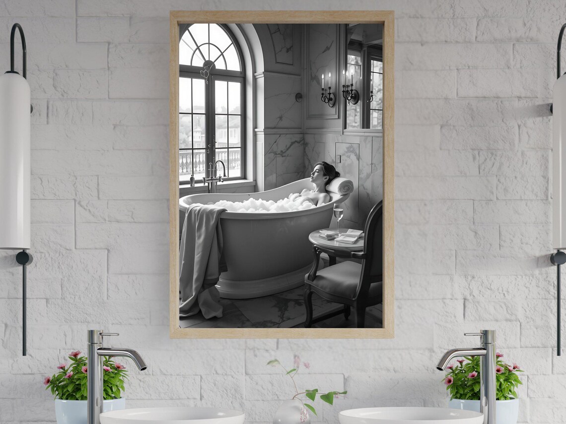 Relaxing Bath Time, Serene Bathroom Decor Art Print