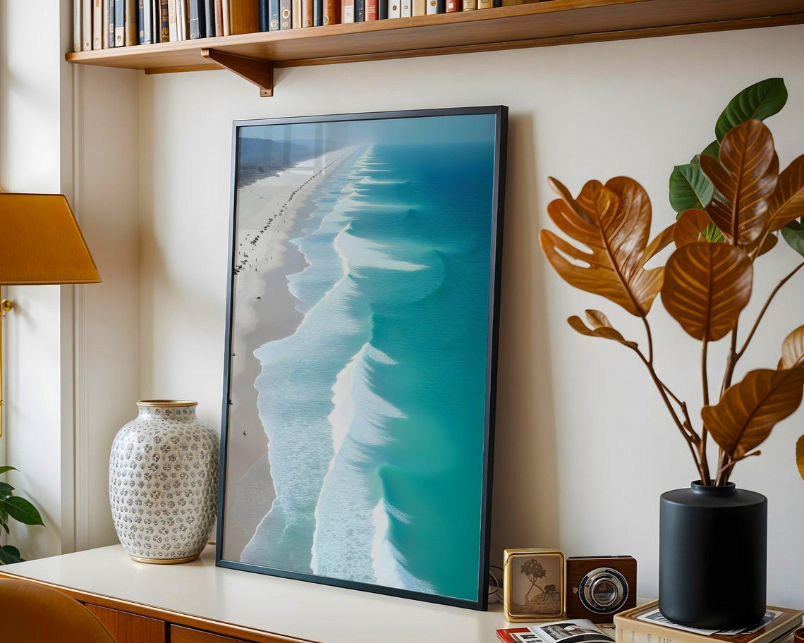 Ocean Wave Beach Aerial View Wall Art Coastal Decor Ocean Lovers Art Print Beach Landscape Poster Nautical Theme Artwork - Image 3