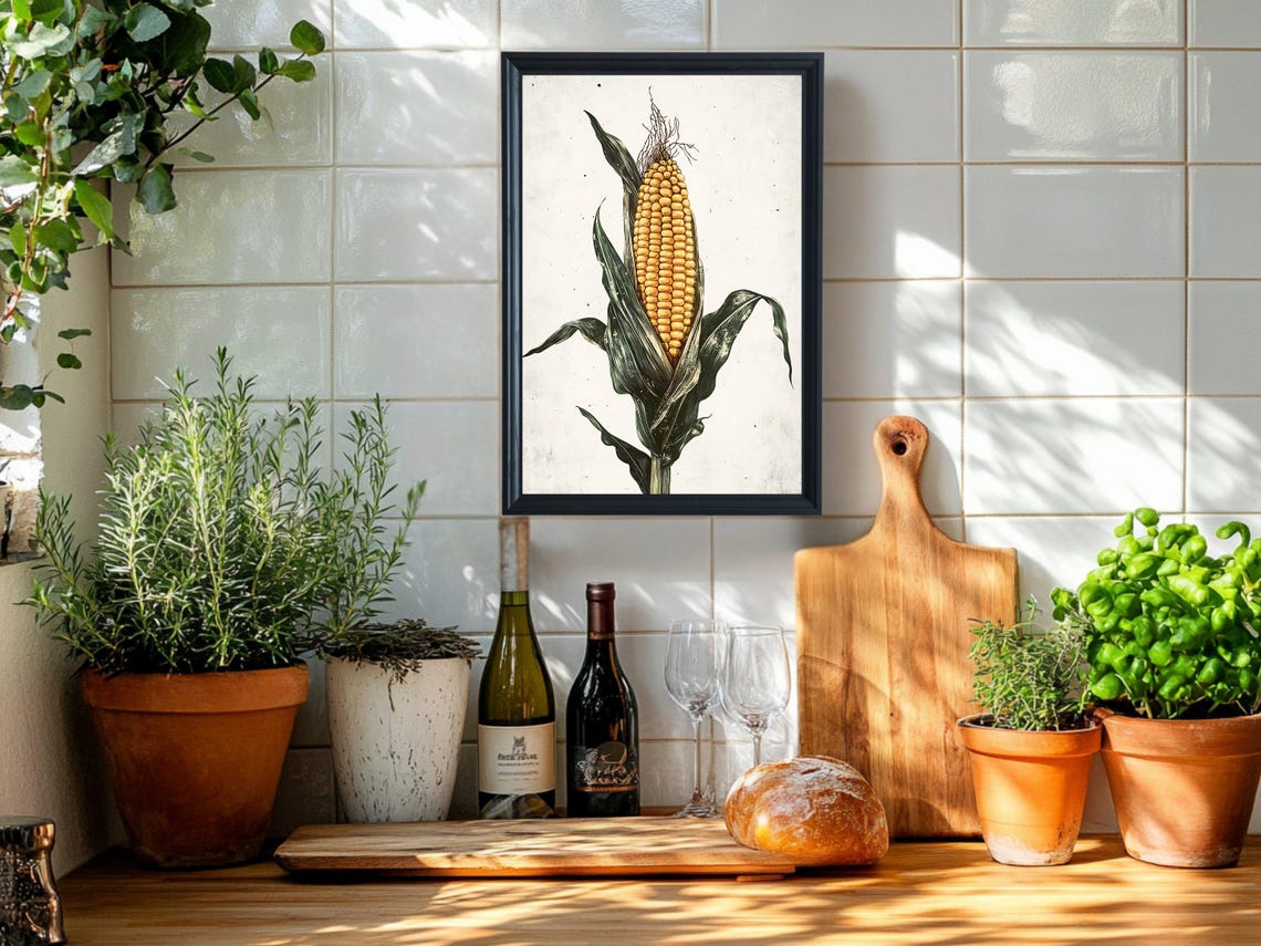 Vintage Corn on the Cob Botanical Rustic Farmhouse Kitchen Poster - Image 2