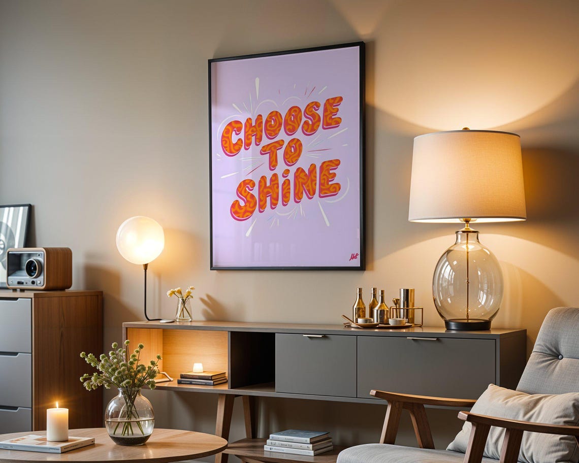 Choose to Shine Bold Retro Typography Inspirational Quote Poster - Image 3
