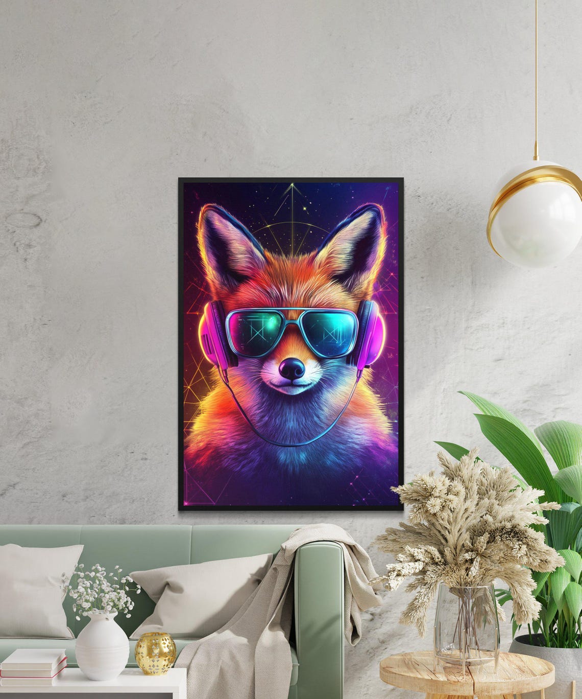 Neon Fox With Headphones And Sunglasses In Psychedelic Glow Poster - Image 2