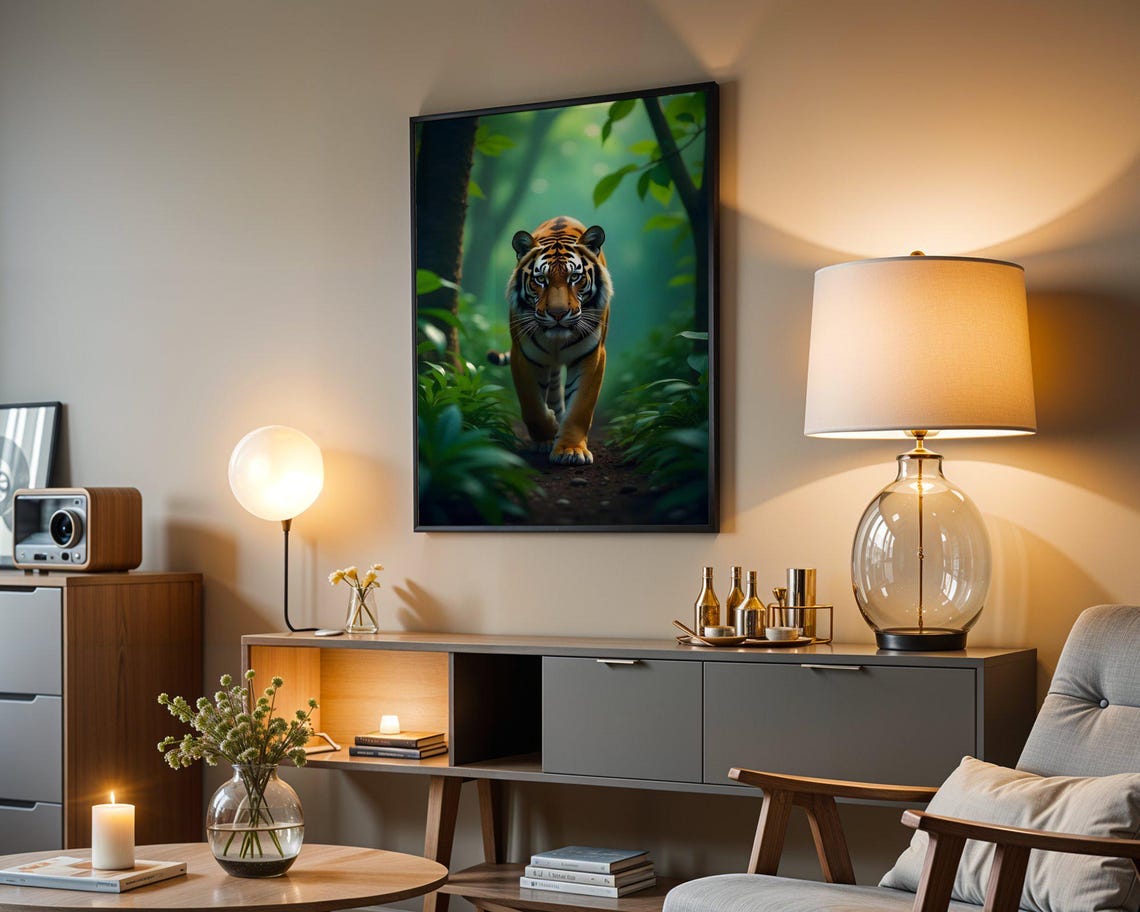 Powerful Tiger Walking Toward You on a Misty Jungle Path Poster - Image 5