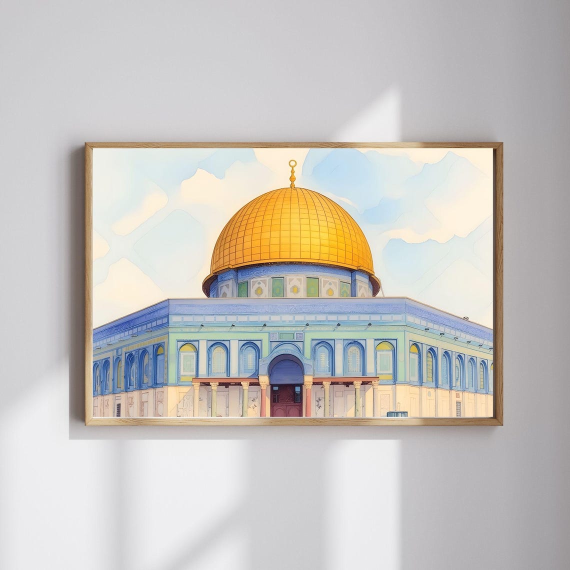 Dome Of The Rock Jerusalem Golden Dome Watercolor Art Poster